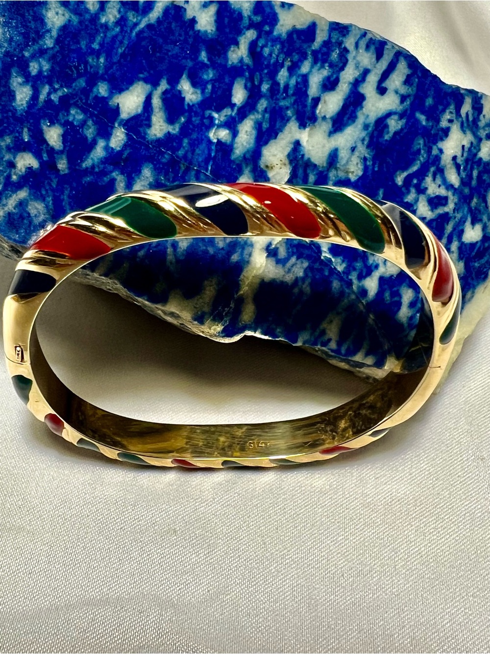 Vintage 14k G glass enamel Bracelet.